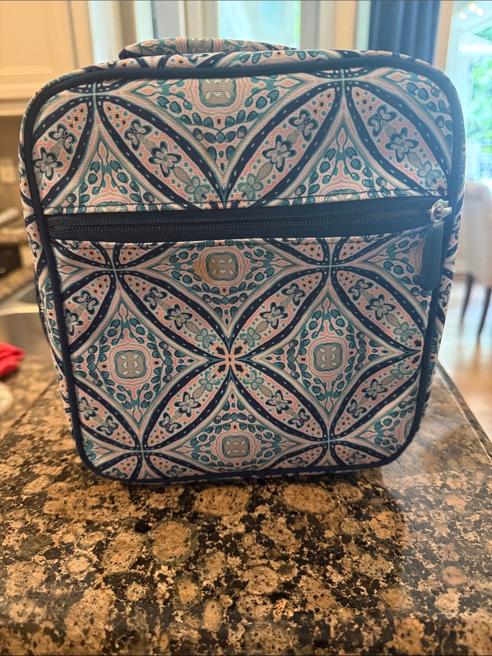 Pottery Barn Teen Geometric Tile Pattern Lunch Bag in Blue & Teal